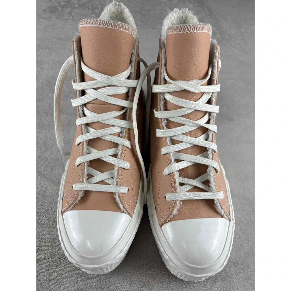 Converse Chuck Taylor All Star Move Platform Leather Sherpa Peach Womens 9 - Picture 5 of 9